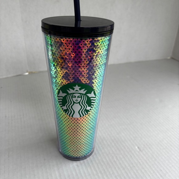 Starbucks 24oz Studded Tumbler Iridescent Rainbow Oil Slick Cold Cup Reusable - Picture 3 of 6